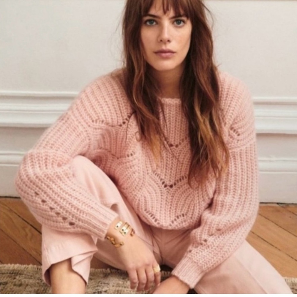 Sezane Pink Knit Sweater View 2